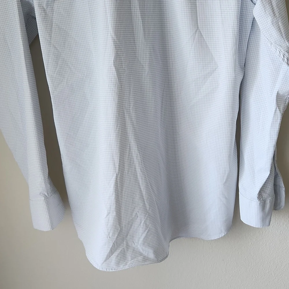 PERRY ELLIS Portfolio Tech Dress Shirt Slim Sz 16 34/35 Light Blue Checkered NWT - Picture 6 of 9
